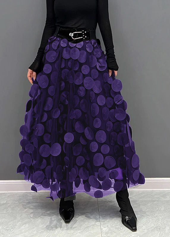 Women's Tulle Skirt with Black Dots and Patchwork