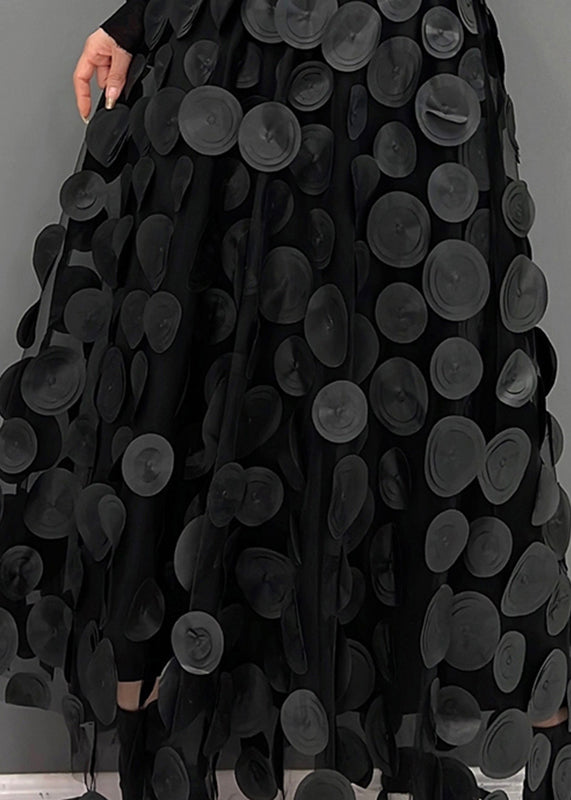 Women's Tulle Skirt with Black Dots and Patchwork
