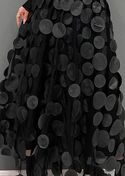 Women's Tulle Skirt with Black Dots and Patchwork