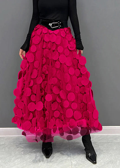 Women's Tulle Skirt with Black Dots and Patchwork