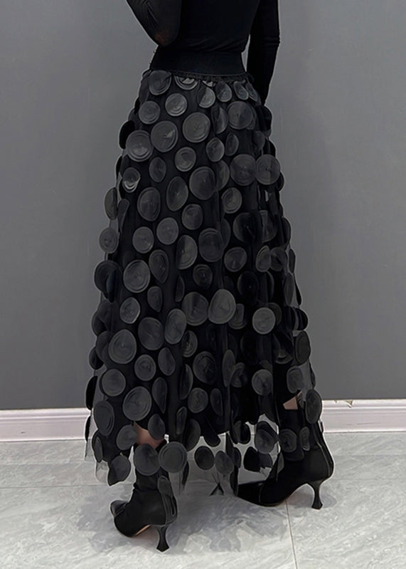 Women's Tulle Skirt with Black Dots and Patchwork