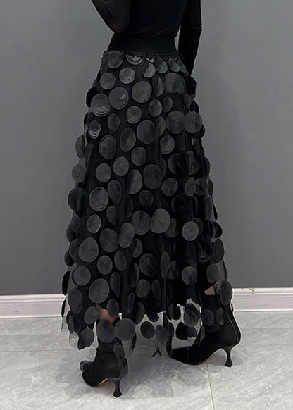 Women's Tulle Skirt with Black Dots and Patchwork