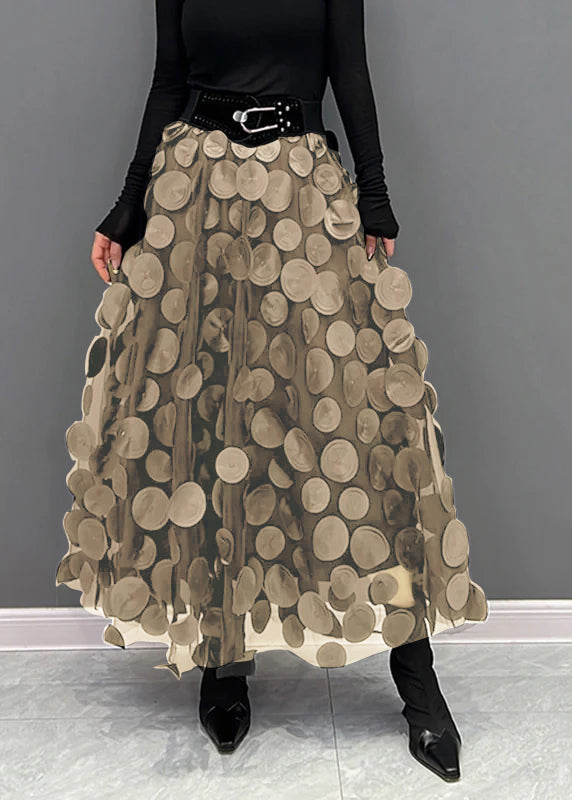 Women's Tulle Skirt with Black Dots and Patchwork