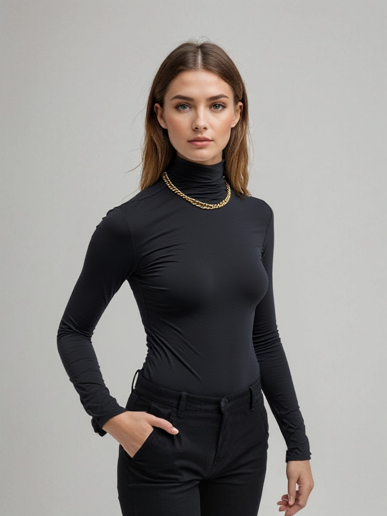 Women's Turtleneck High Collar Casual Lightweight for Autumn and Winter