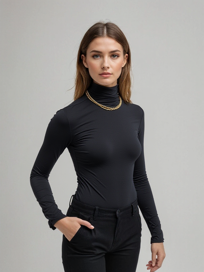 Women's Turtleneck High Collar Casual Lightweight for Autumn and Winter