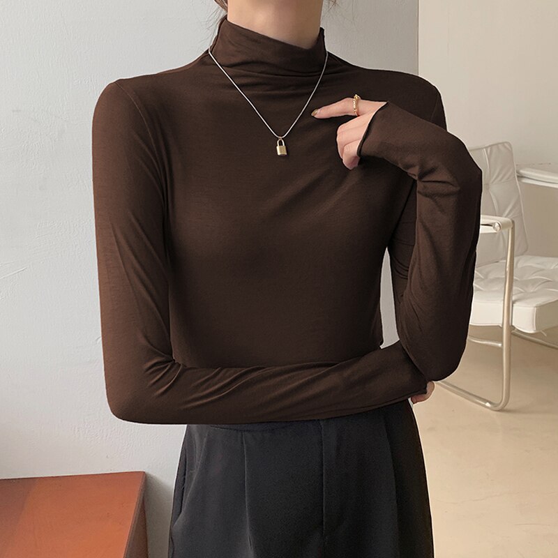 Women's Turtleneck High Collar Casual Lightweight for Autumn and Winter