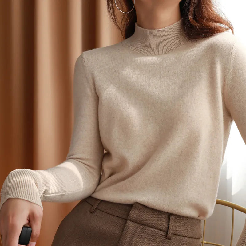 Women's Turtleneck Pullover Long-sleeved Knitted Sweater