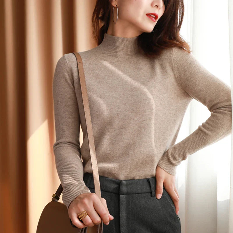 Women's Turtleneck Pullover Long-sleeved Knitted Sweater