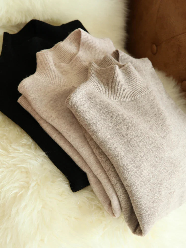 Women's Turtleneck Pullover Long-sleeved Knitted Sweater