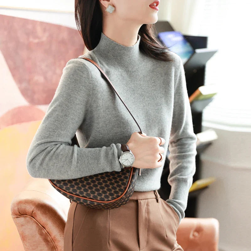 Women's Turtleneck Pullover Long-sleeved Knitted Sweater