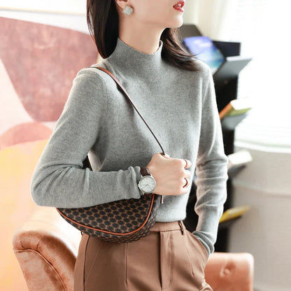 Women's Turtleneck Pullover Long-sleeved Knitted Sweater
