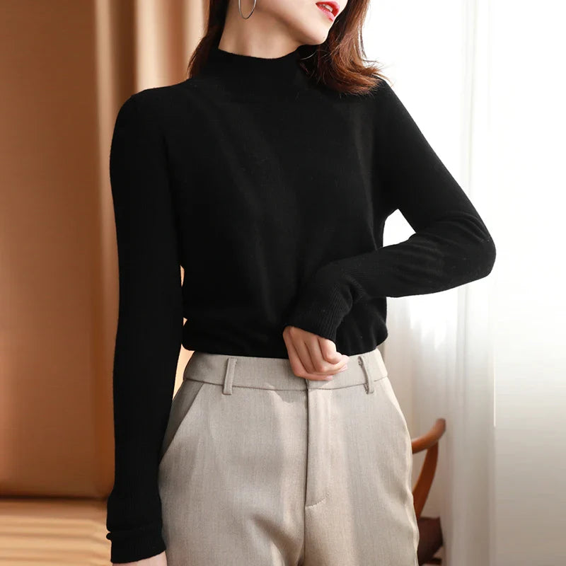 Women's Turtleneck Pullover Long-sleeved Knitted Sweater