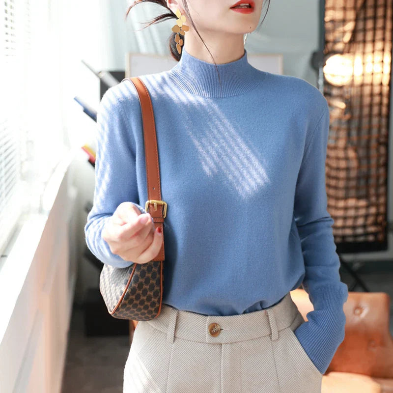 Women's Turtleneck Pullover Long-sleeved Knitted Sweater