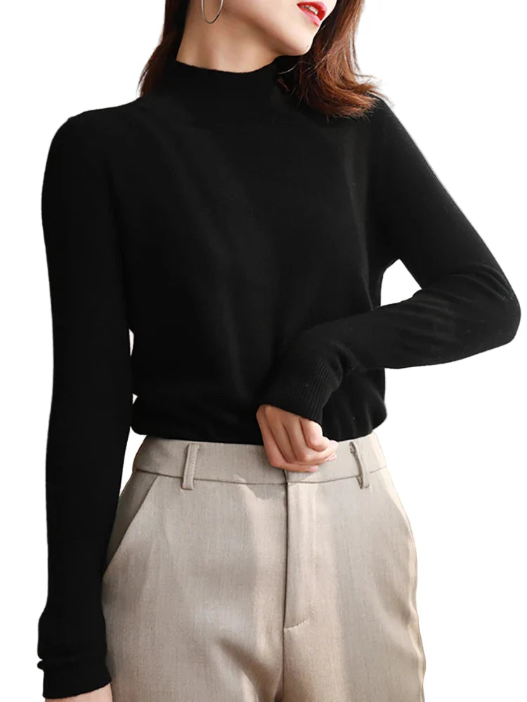 Women's Turtleneck Pullover Long-sleeved Knitted Sweater