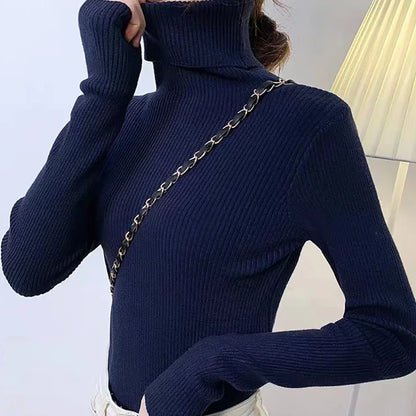 Women's Turtleneck Sweater Knitted Soft Cashmere for Autumn and Winter