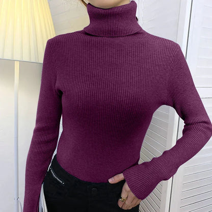 Women's Turtleneck Sweater Knitted Soft Cashmere for Autumn and Winter