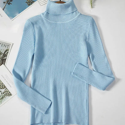 Women's Turtleneck Sweater Knitted Soft Cashmere for Autumn and Winter