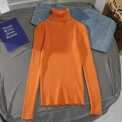 Women's Turtleneck Sweater Knitted Soft Cashmere for Autumn and Winter