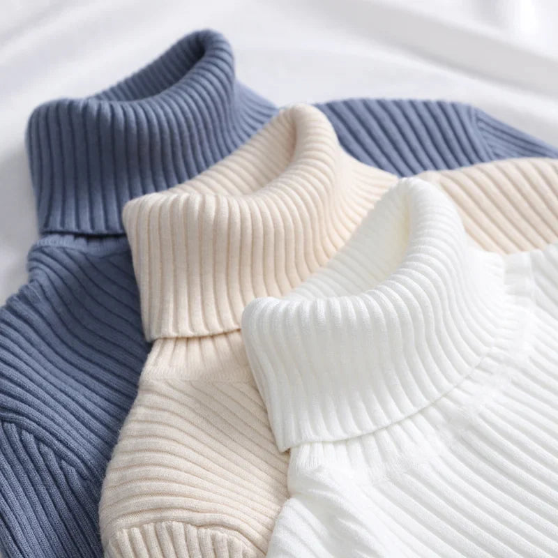Women's Turtleneck Sweater Knitted Soft Cashmere for Autumn and Winter