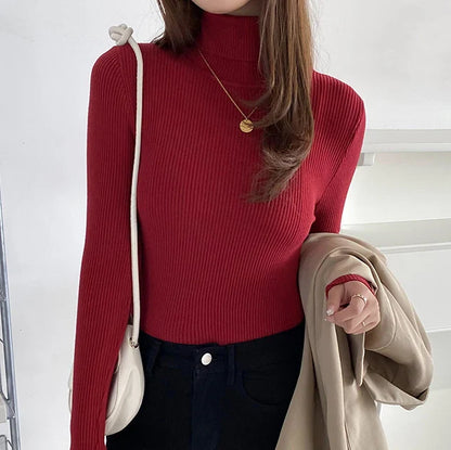 Women's Turtleneck Sweater Knitted Soft Cashmere for Autumn and Winter