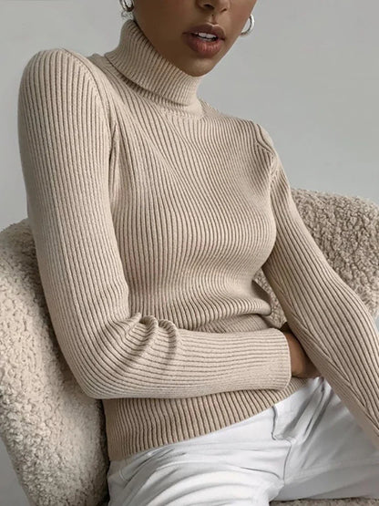 Women's Turtleneck Sweater Knitted Soft Cashmere for Autumn and Winter