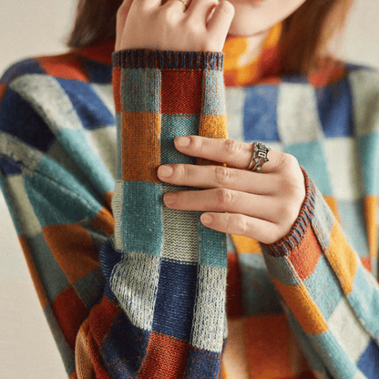 Women's Turtleneck Sweater Patchwork Style