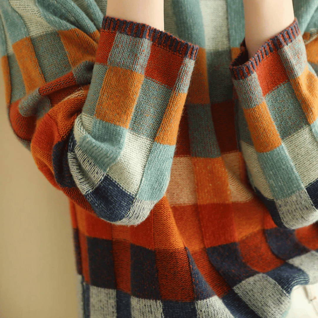 Women's Turtleneck Sweater Patchwork Style