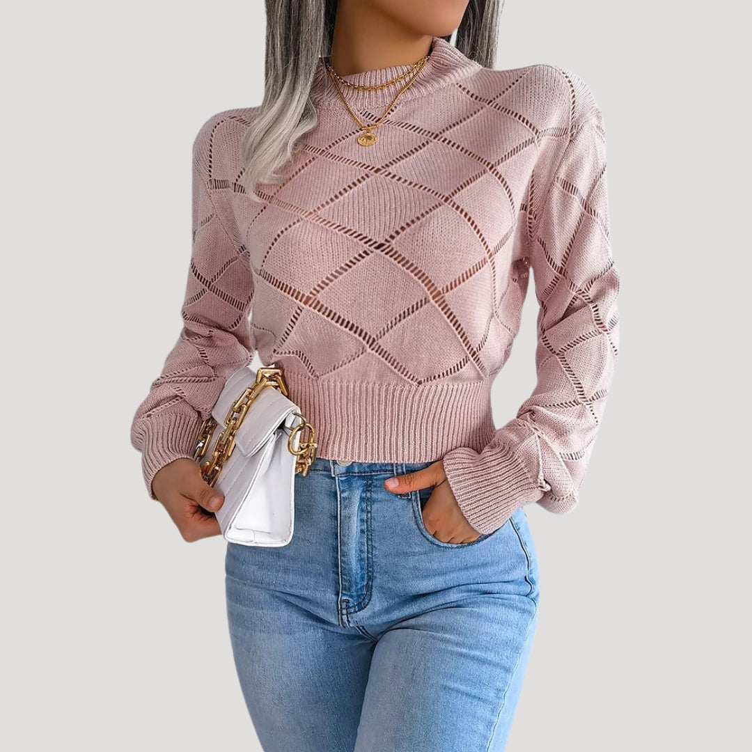 Women's Turtleneck Sweater With High Neckline Fashionable Knitted Pullover