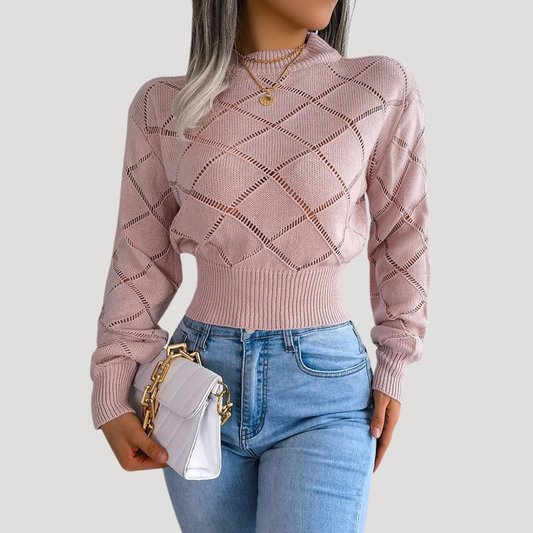Women's Turtleneck Sweater With High Neckline Fashionable Knitted Pullover
