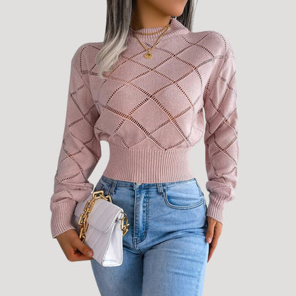 Women's Turtleneck Sweater With High Neckline Fashionable Knitted Pullover