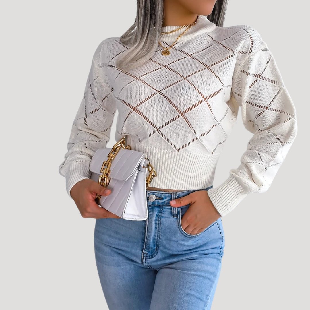 Women's Turtleneck Sweater With High Neckline Fashionable Knitted Pullover