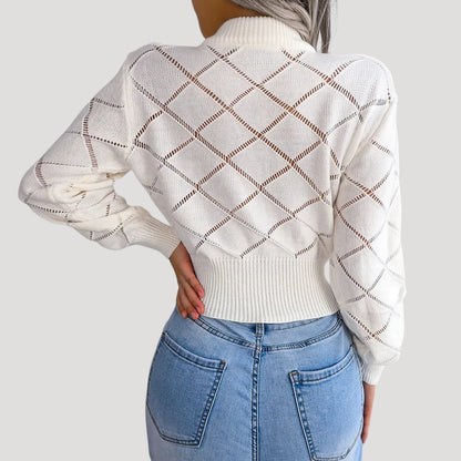 Women's Turtleneck Sweater With High Neckline Fashionable Knitted Pullover