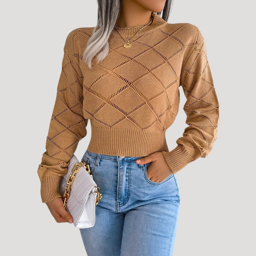 Women's Turtleneck Sweater With High Neckline Fashionable Knitted Pullover