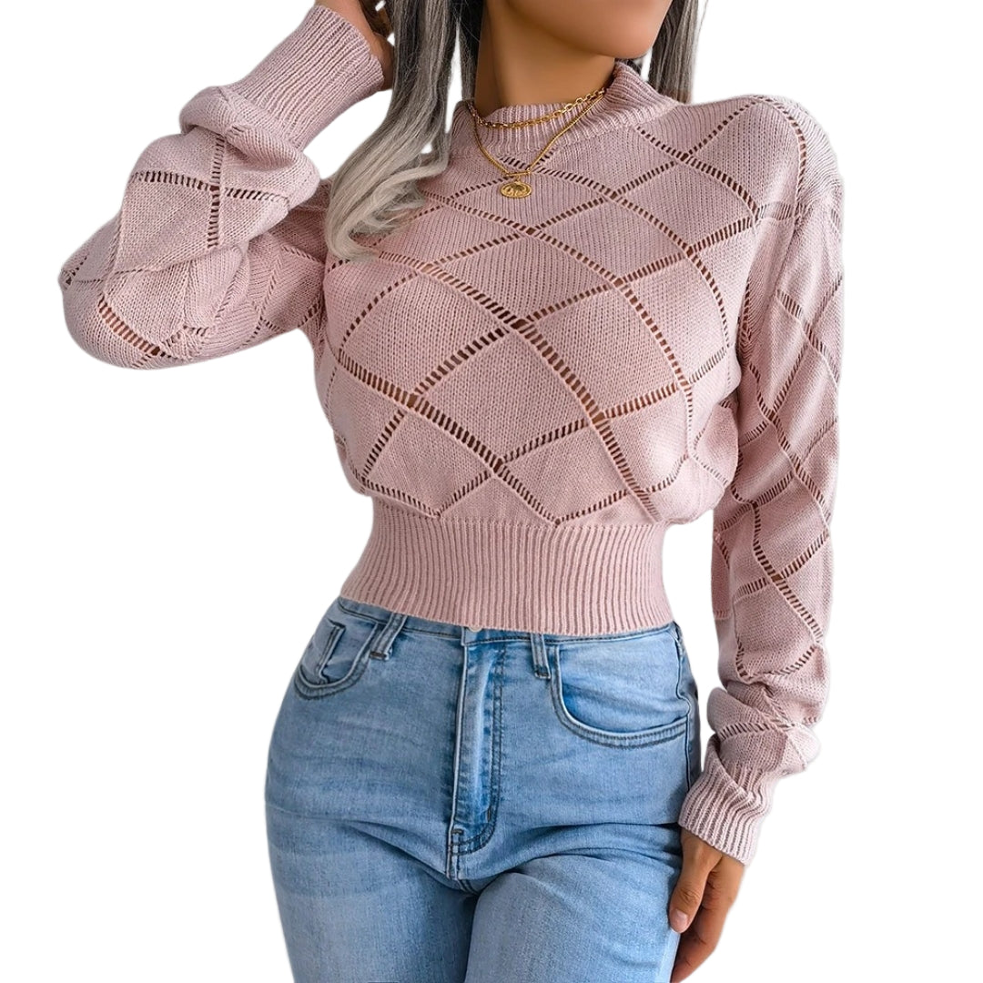 Women's Turtleneck Sweater With High Neckline Fashionable Knitted Pullover