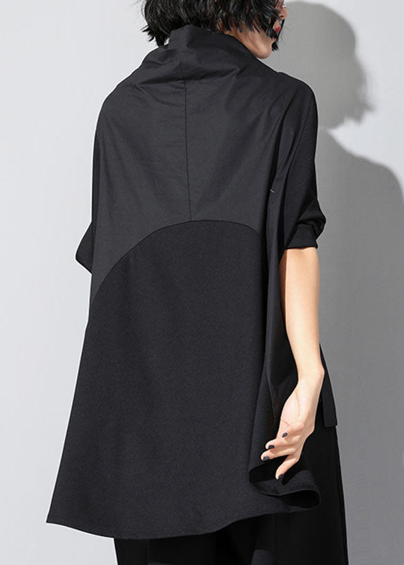 Women's Turtleneck Top with Patchwork and Pockets