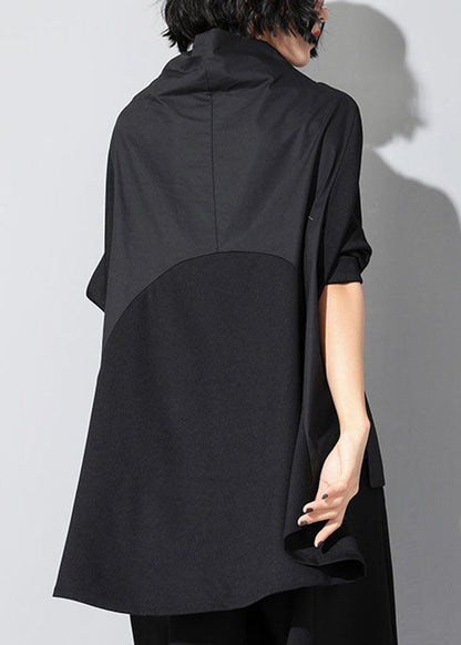 Women's Turtleneck Top with Patchwork and Pockets