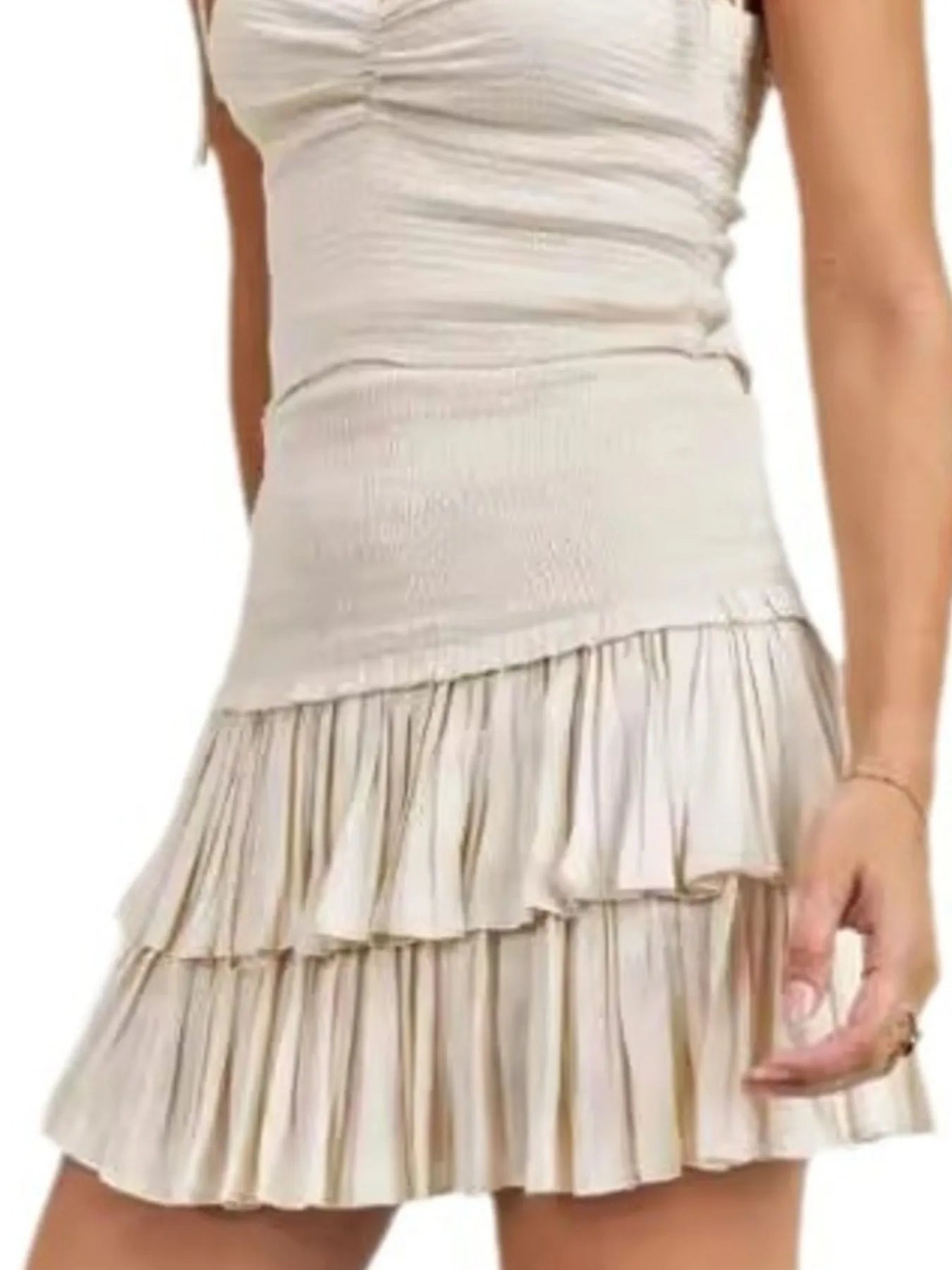 Women's Two Piece Set Cami and Skirt with Heart Shaped Neckline
