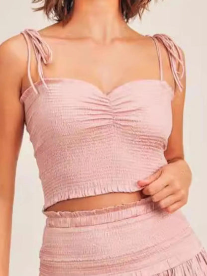 Women's Two Piece Set Cami and Skirt with Heart Shaped Neckline