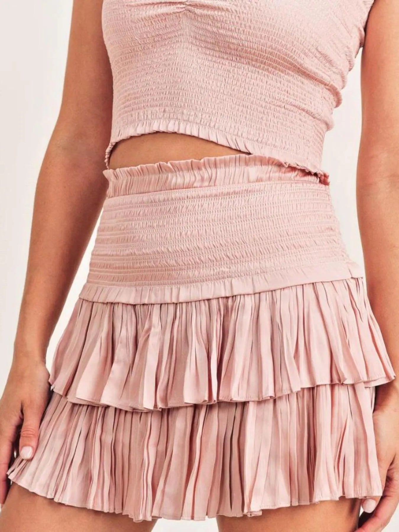 Women's Two Piece Set Cami and Skirt with Heart Shaped Neckline