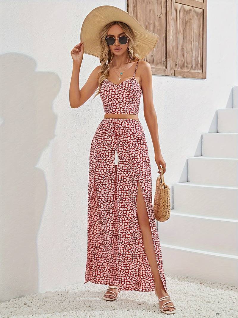 Women's Two Piece Set Floral Print Comfy Loose Fit High Quality Fabric