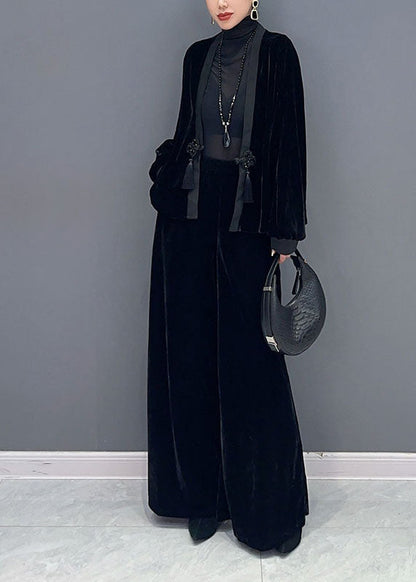 Women's Two-piece Set V-neck Jacket and Wide Leg Trousers