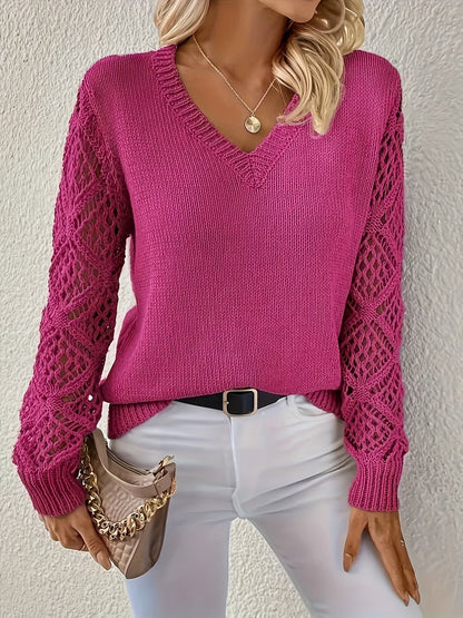 Women's V-Neck Sweater With Cut-Out Design