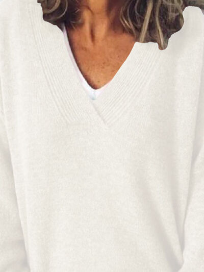 Women's V-Neck Sweater with Lowered Shoulder