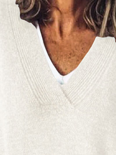 Women's V-Neck Sweater with Lowered Shoulder