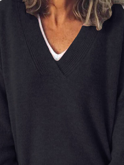 Women's V-Neck Sweater with Lowered Shoulder