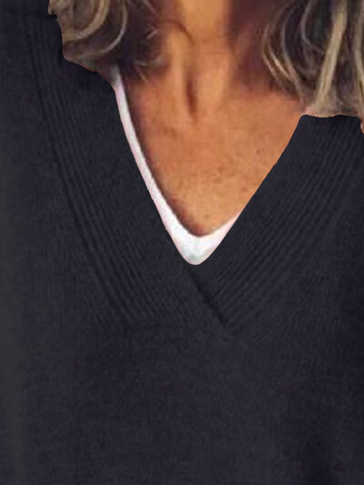 Women's V-Neck Sweater with Lowered Shoulder