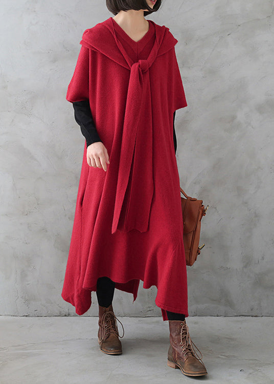 Women's V-neck Sweater Dress with Side Slits