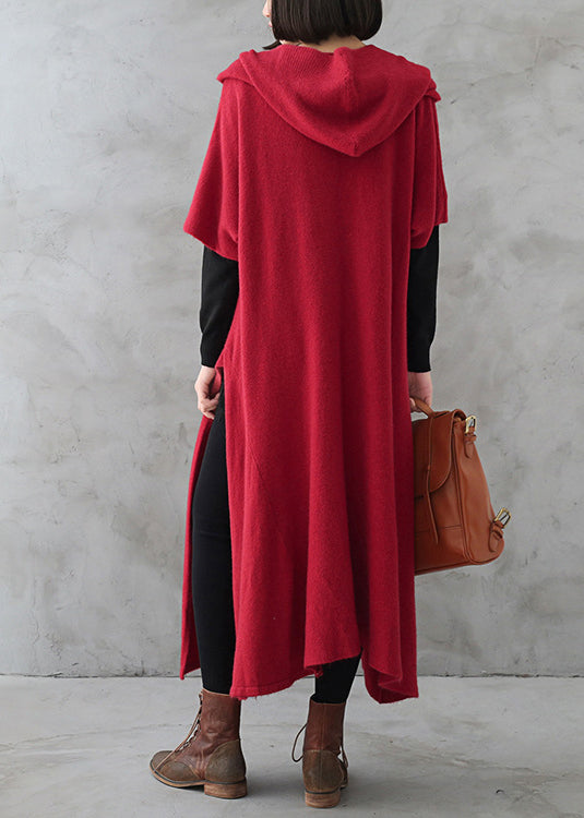 Women's V-neck Sweater Dress with Side Slits