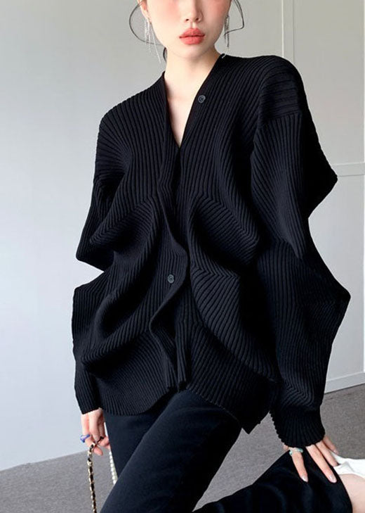 Women's V-neck Sweater with Asymmetric Design