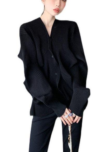 Women's V-neck Sweater with Asymmetric Design